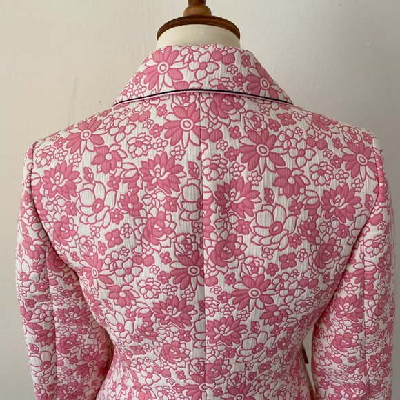 Ann Taylor Loft Pink Retro Flower Print Blazer Jacket size 4 - Picture 6 of 15